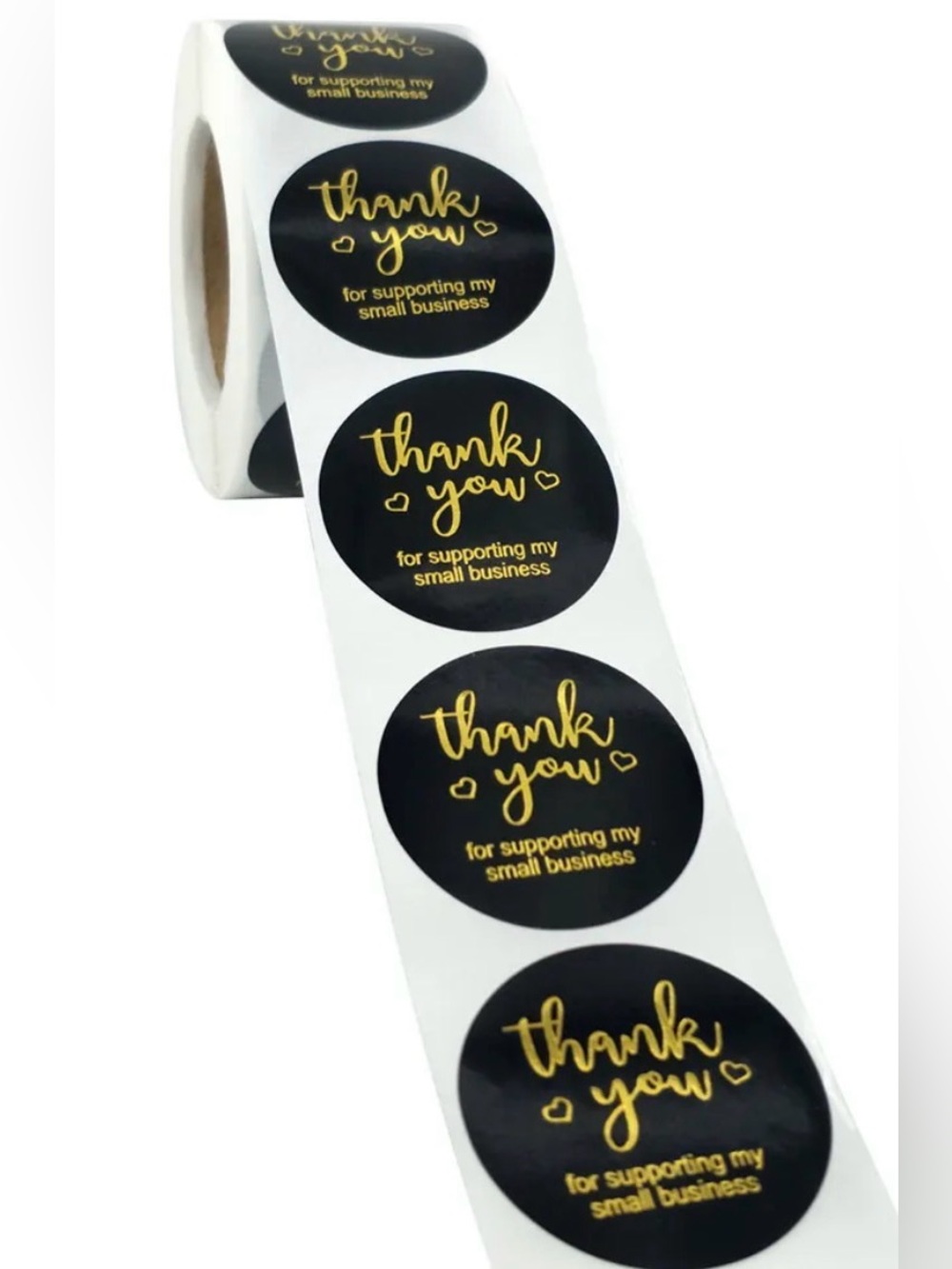 Gold Foil "Thank You" Small Business Sticker Roll - 500